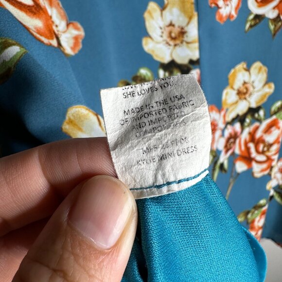 Show Me Your Mumu Kylie Mini Dress  Size Medium Prairie Petal Blue Floral - Picture 8 of 9